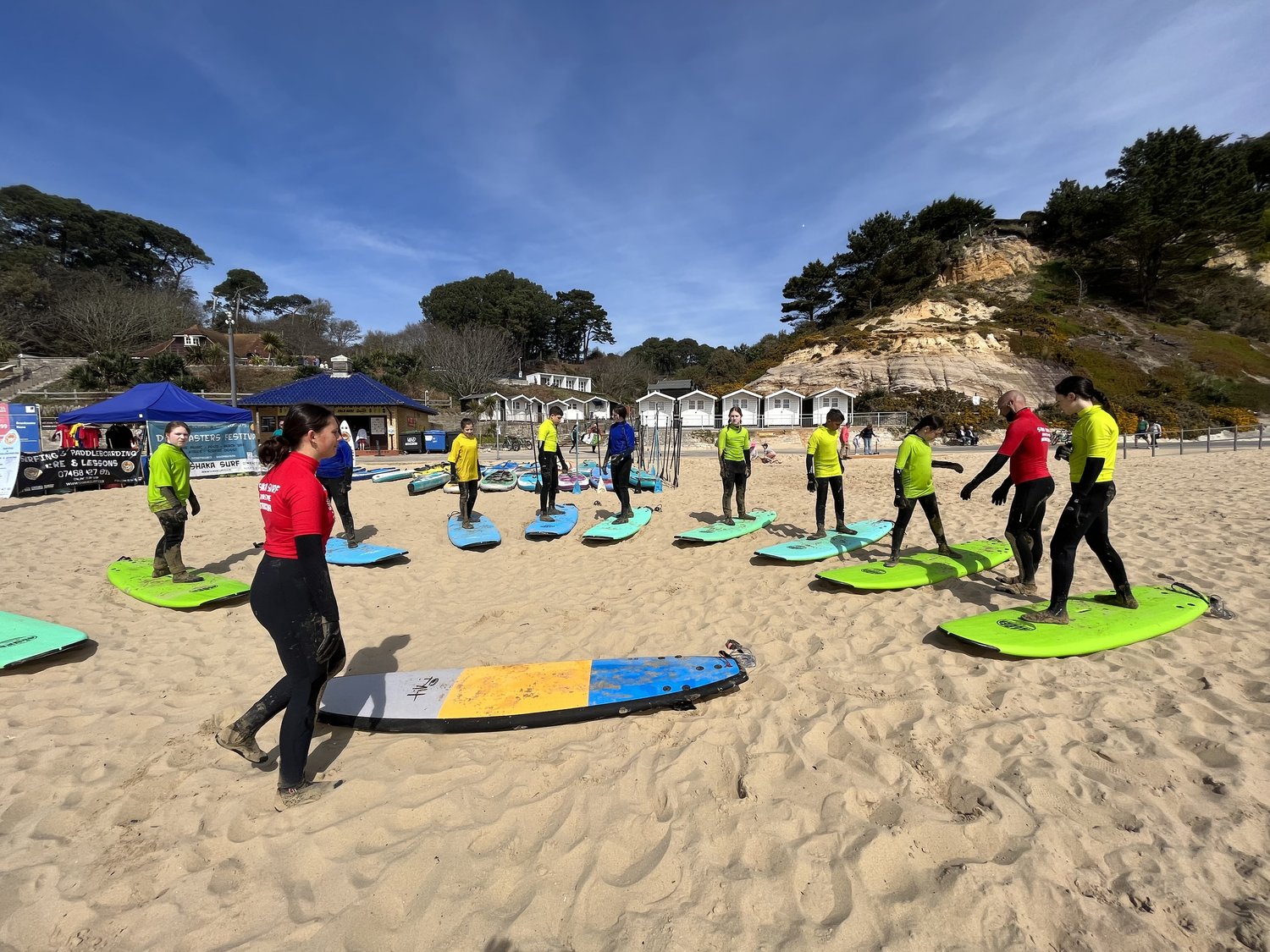 Image showing a surf lesson on the beach in Bournemouth